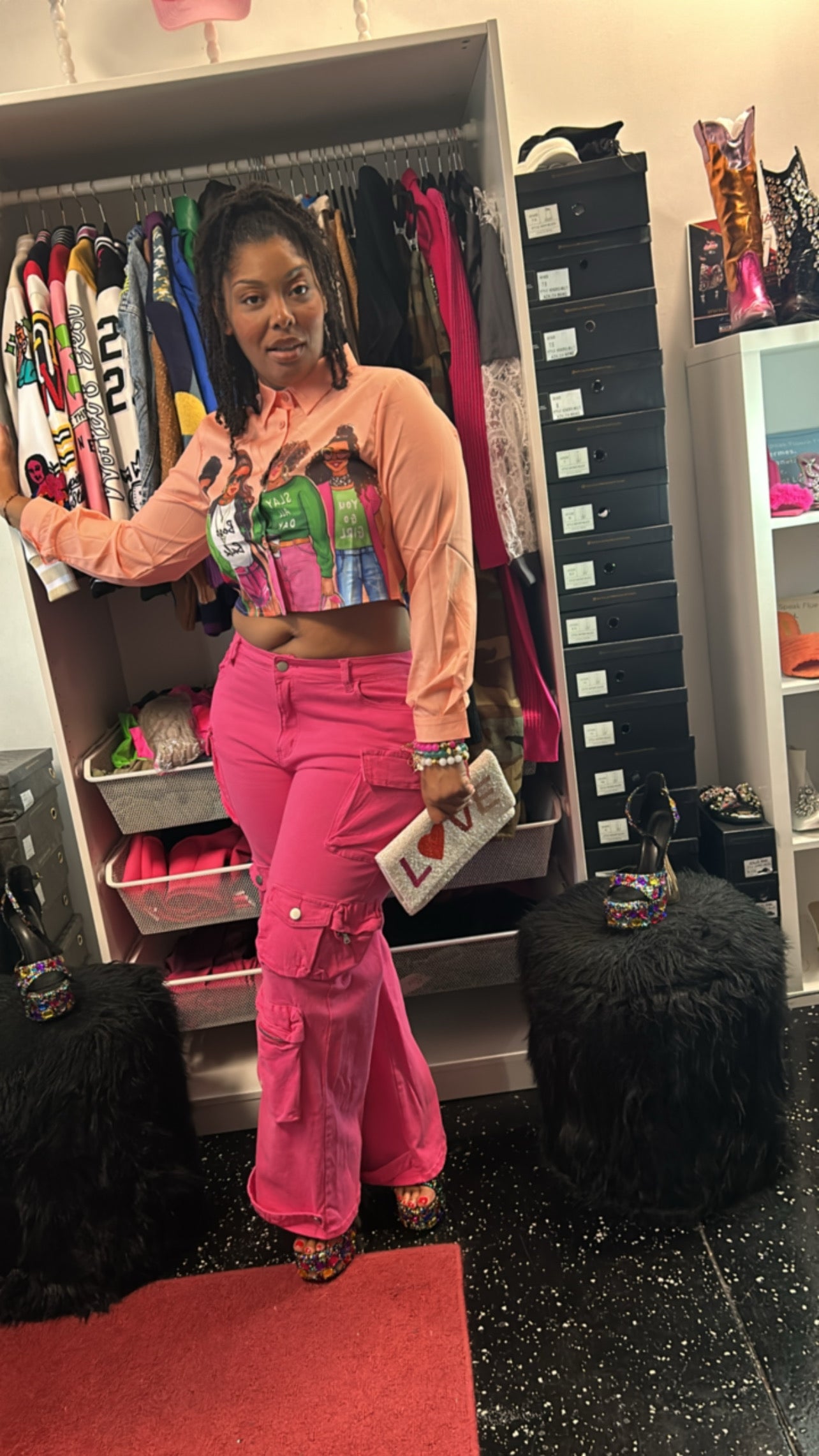 Curve It Up Pink Cargo Pants