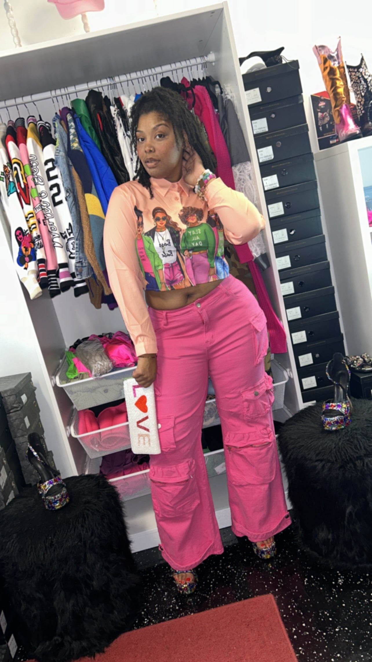 Curve It Up Pink Cargo Pants