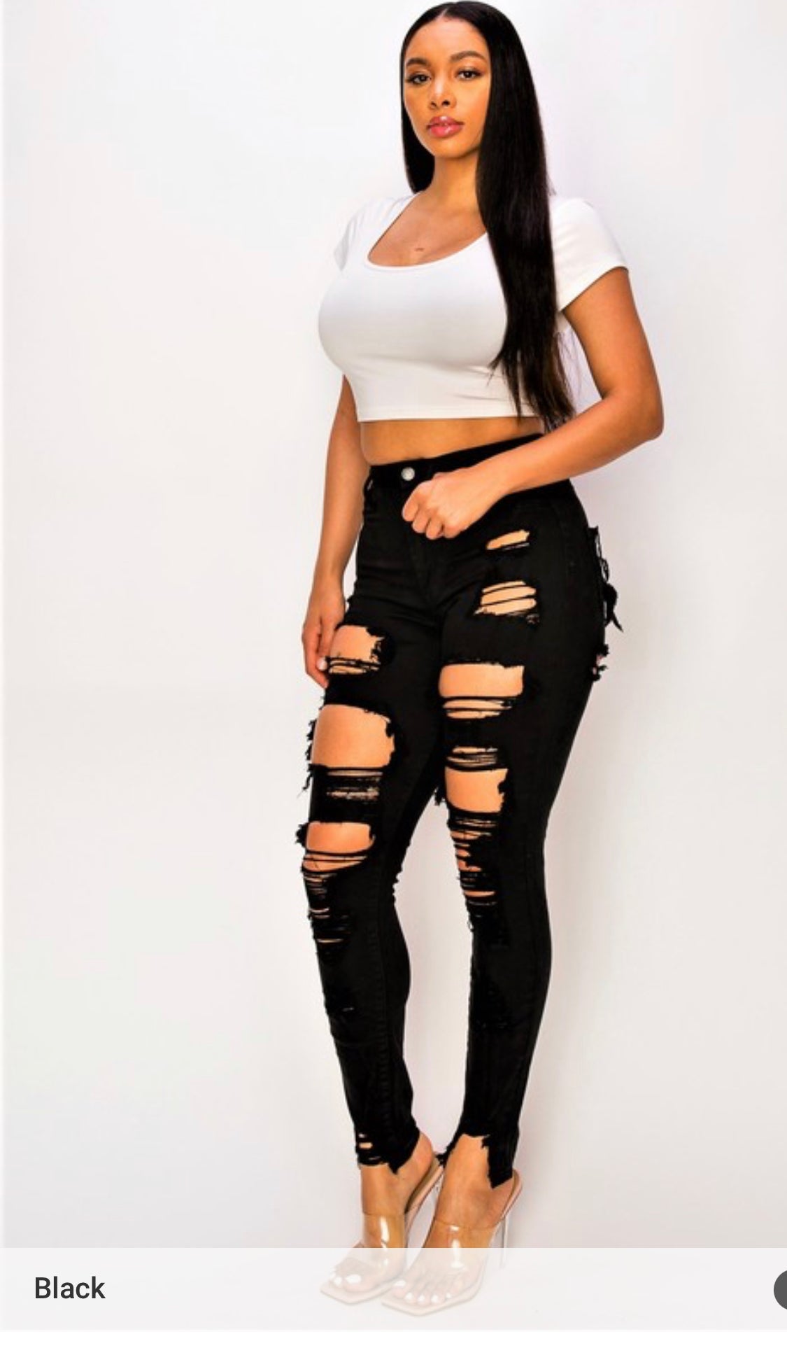 Kourtney Distress Black Jeans