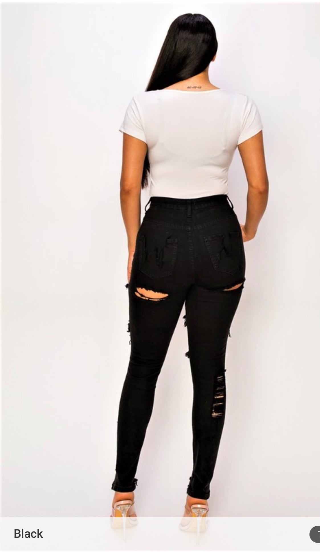 Kourtney Distress Black Jeans