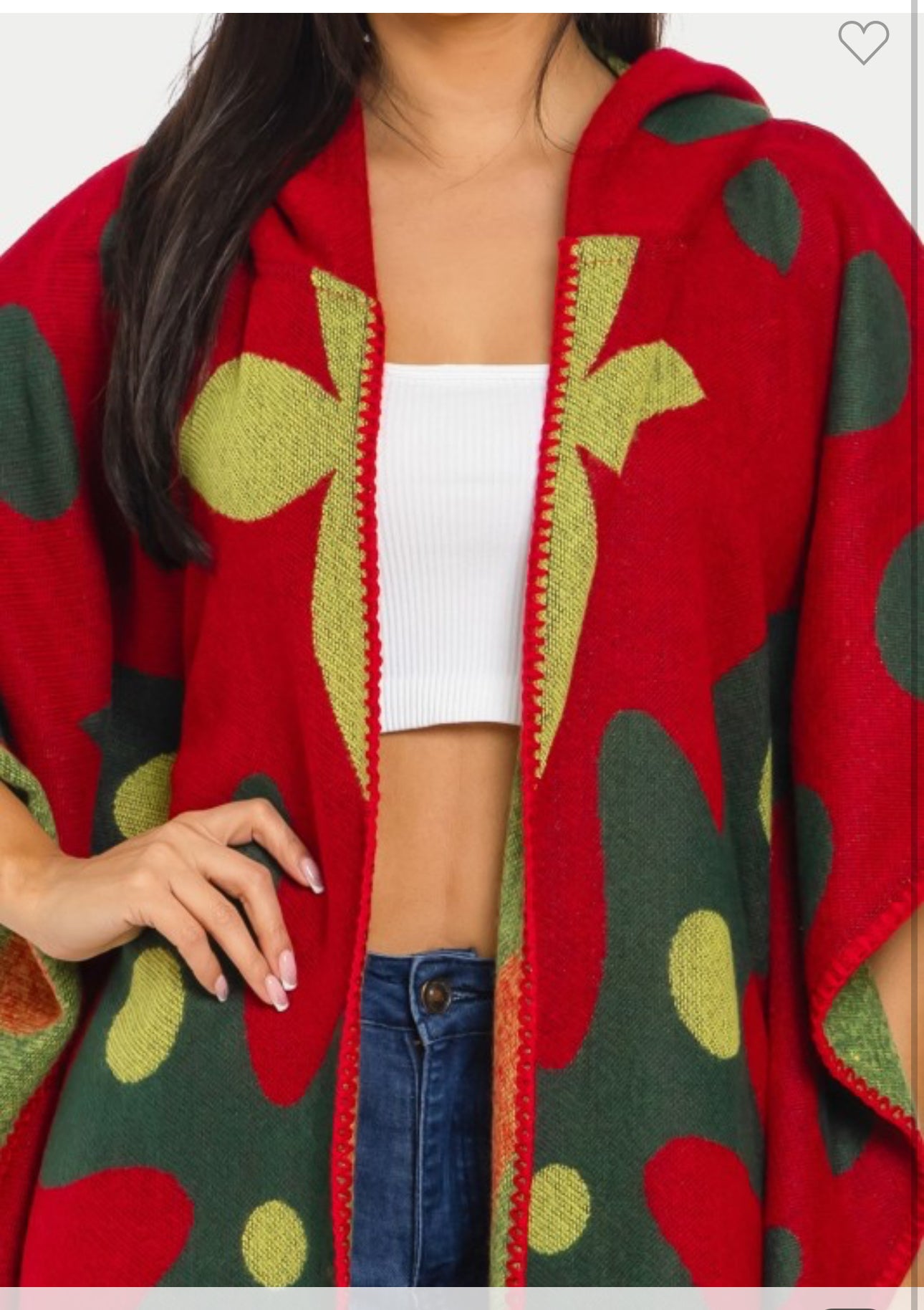 Anastasia Cardigan Poncho (Color Red)