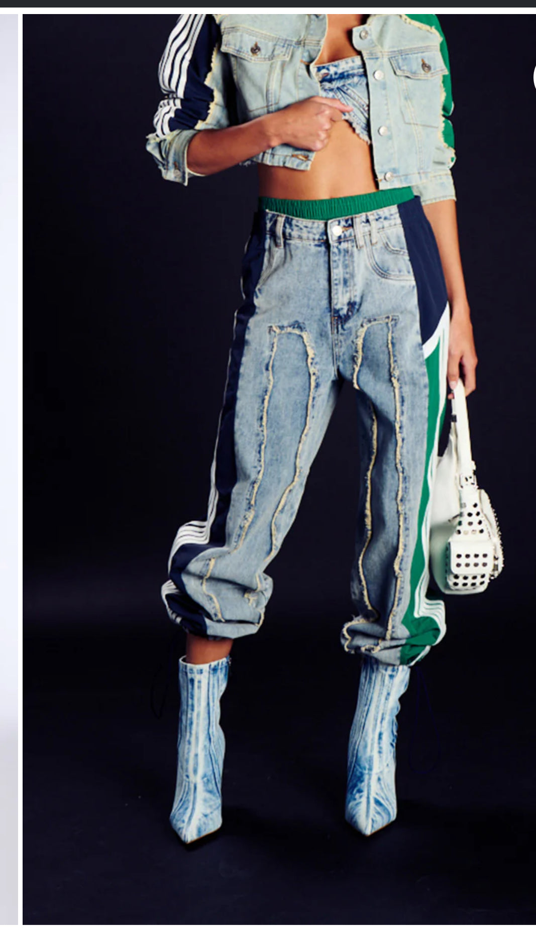 All Around The World Patchwork Denim Jogger Pant