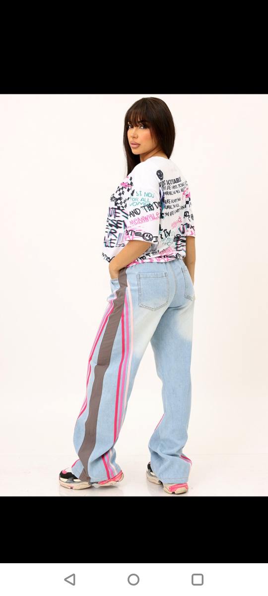 Pretty & Pink Strip Jeans