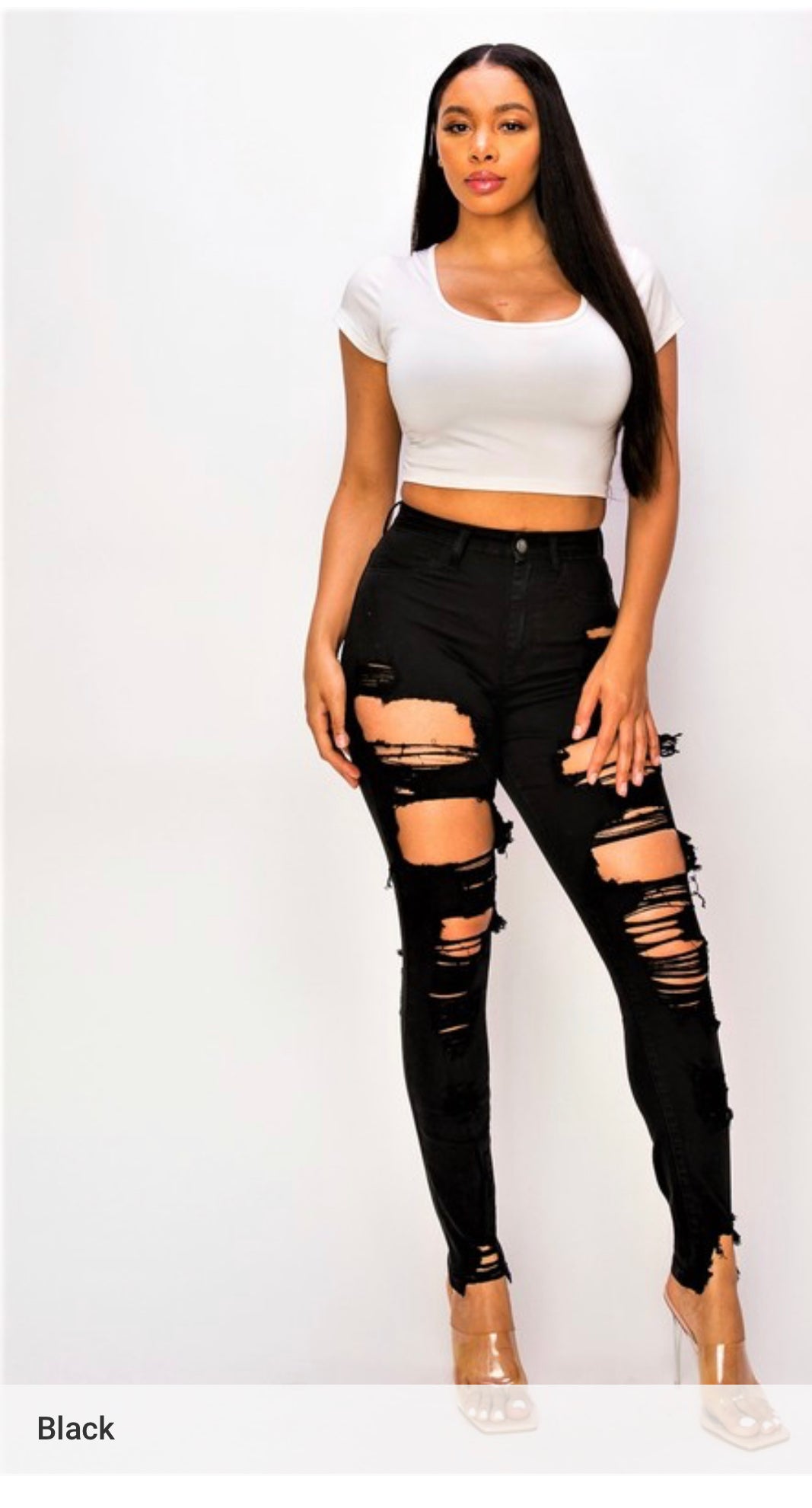 Kourtney Distress Black Jeans