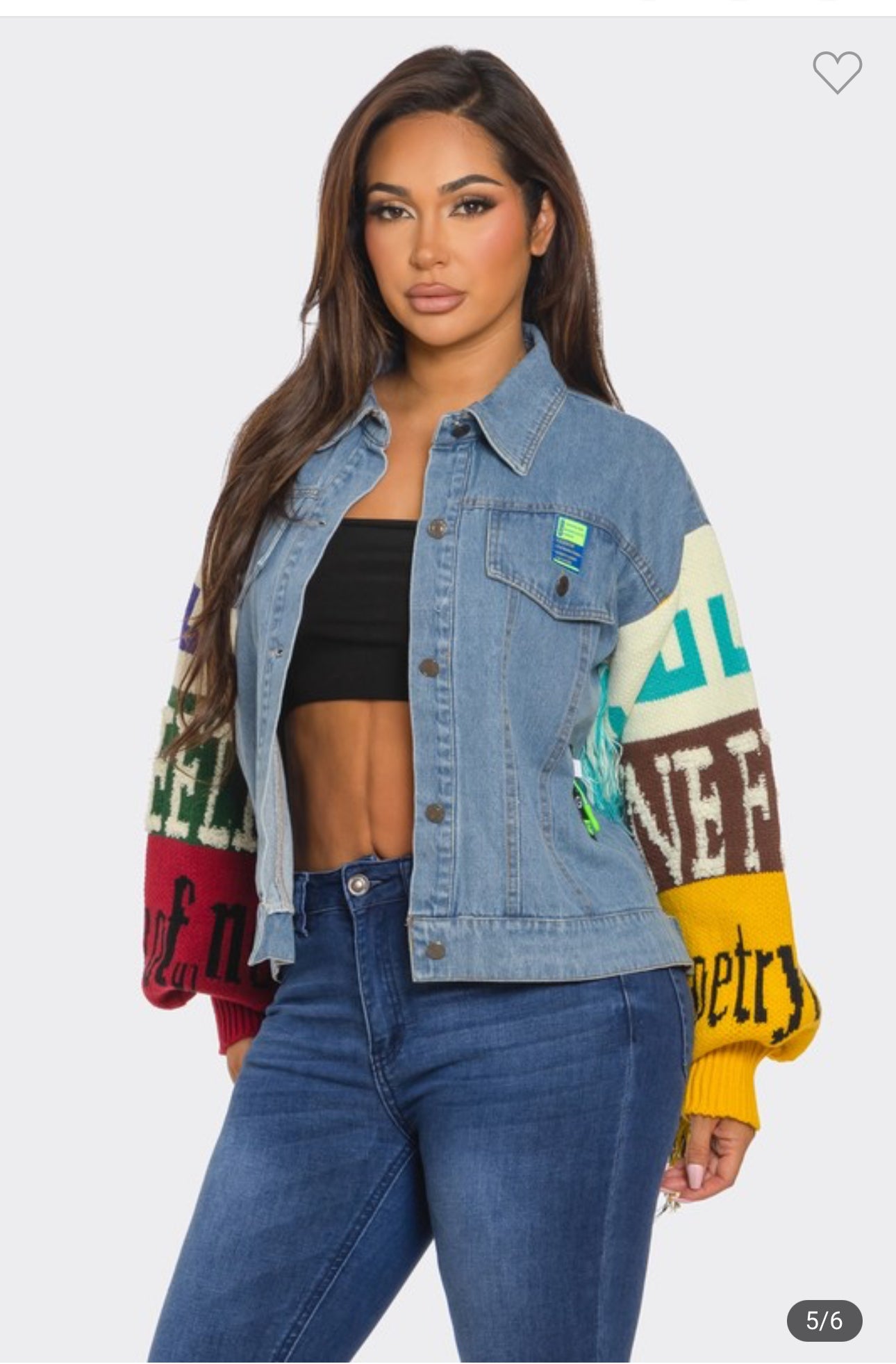 Keisha Knit Fringe Denim Jacket