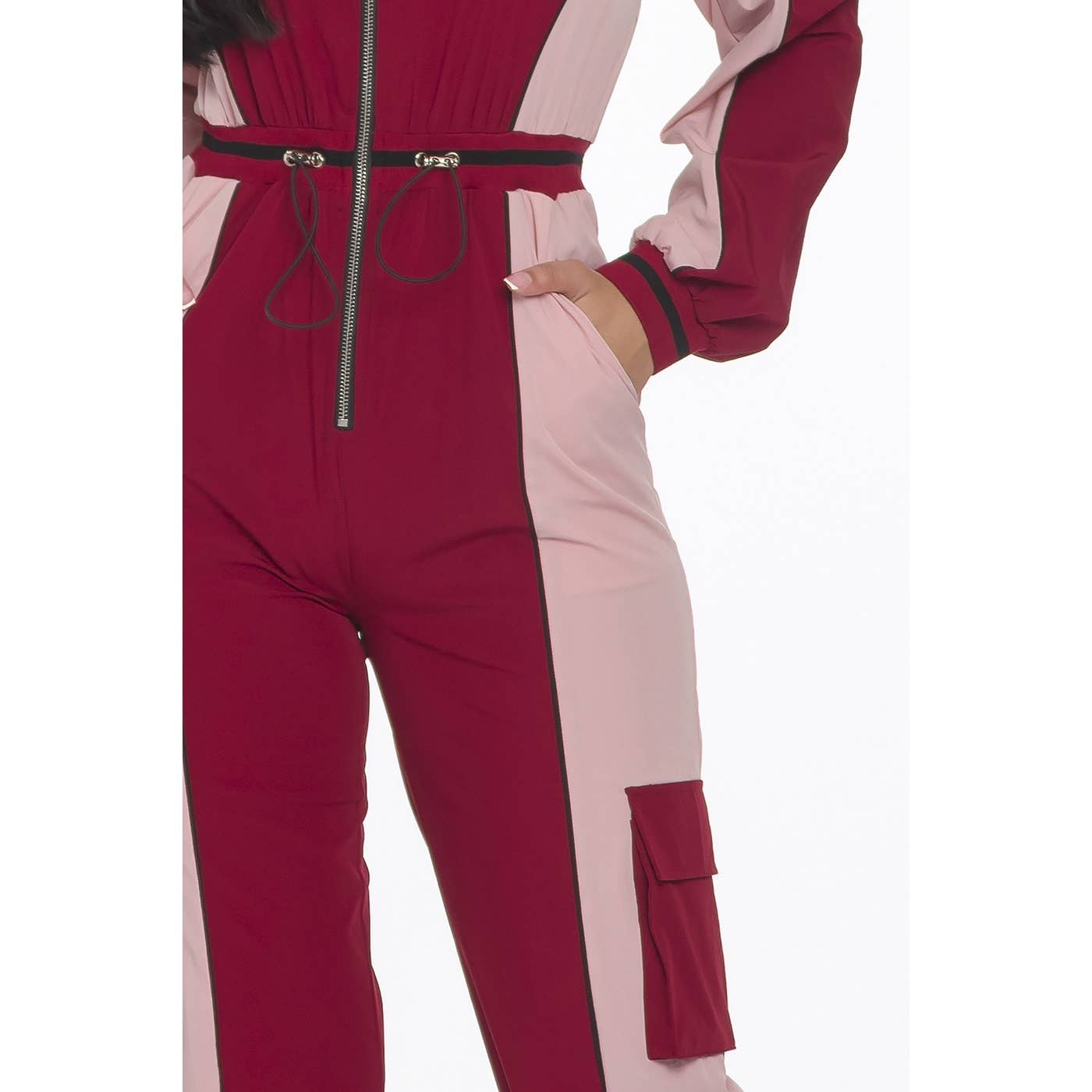 TOGGLE DRAWSTRING JUMPSUIT