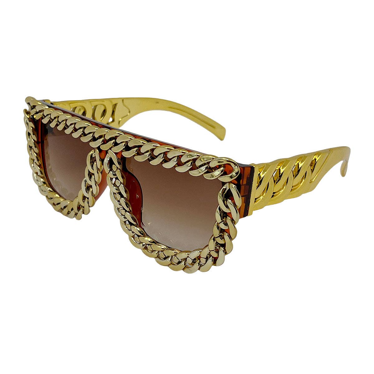 Trendy Hip-Hop Square Frame Sunglasses with Chain