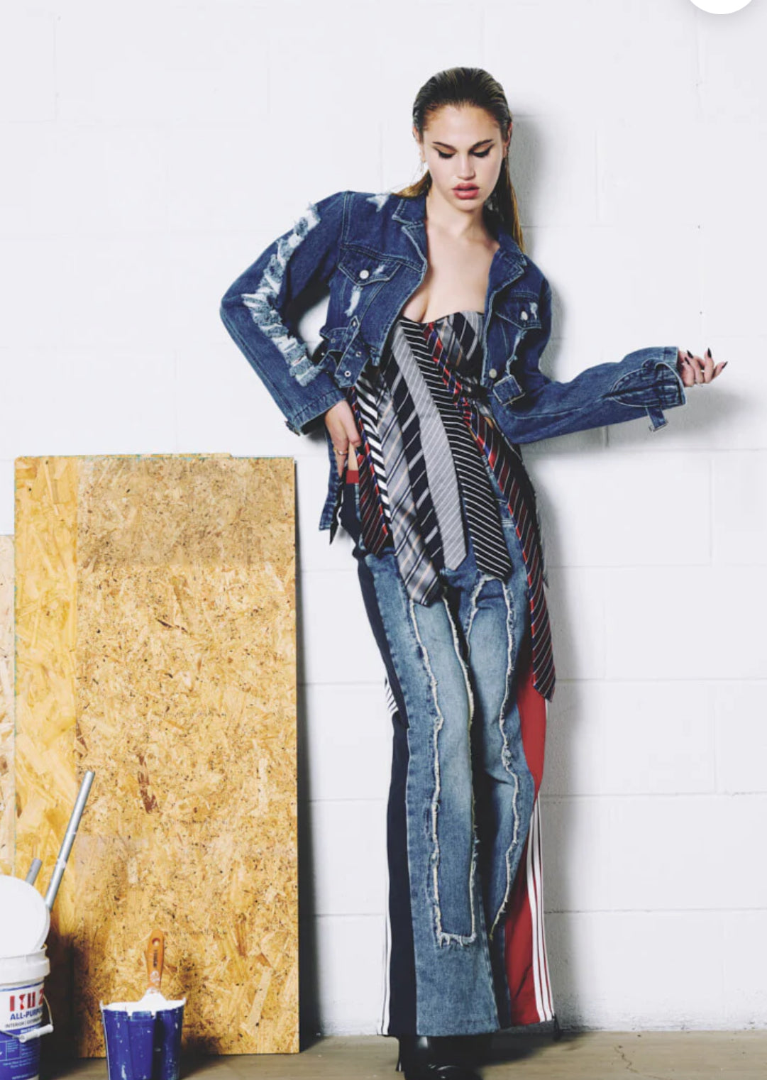 All Around The World Patchwork Denim Jogger Pant