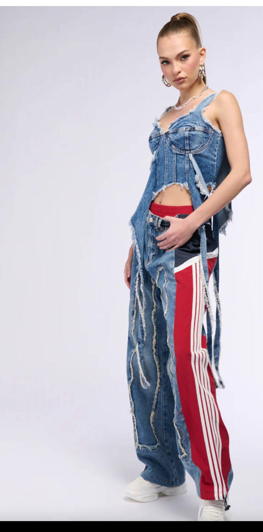 All Around The World Patchwork Denim Jogger Pant