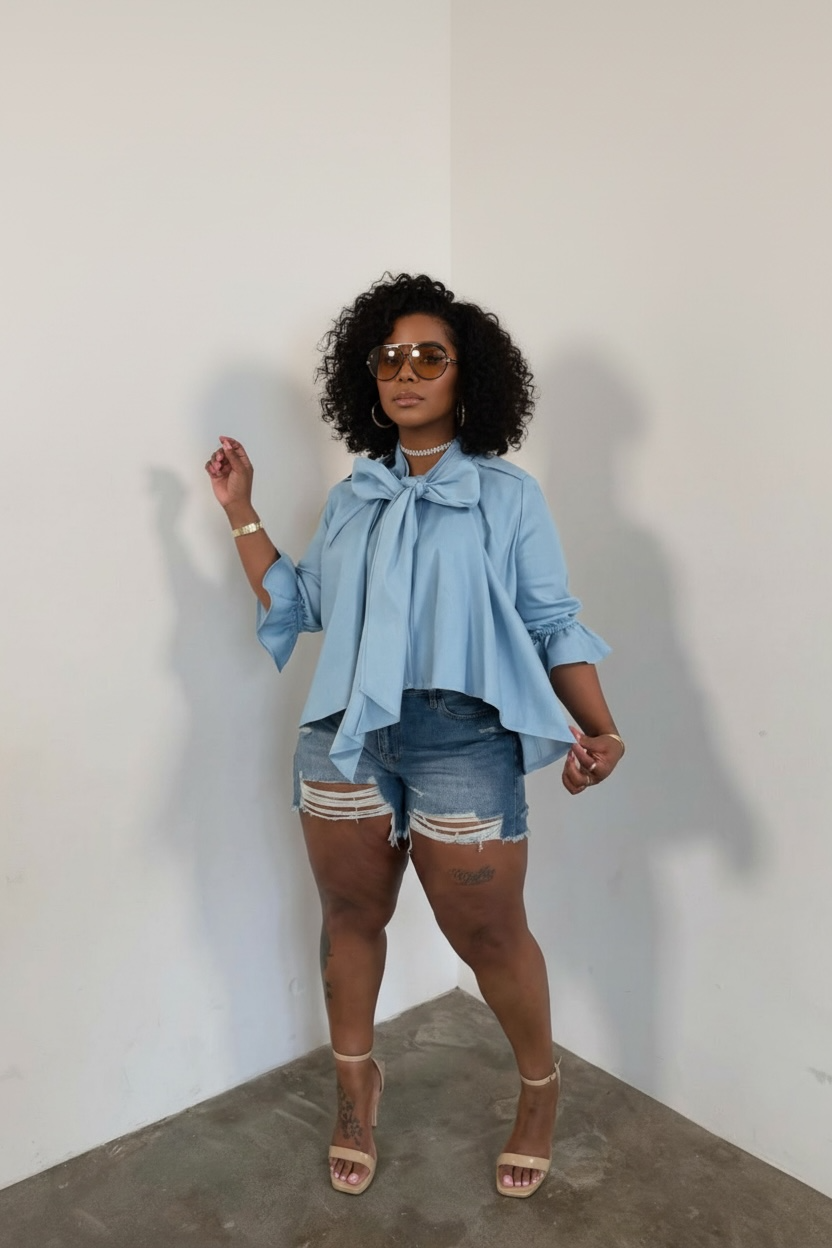 Lachelle Curvy Distress Shorts