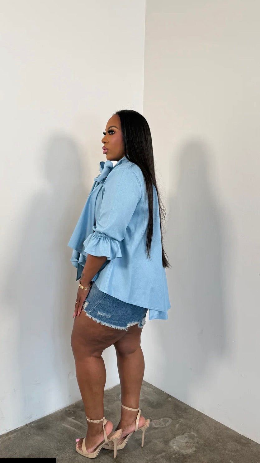 The Statement Bow Denim Top