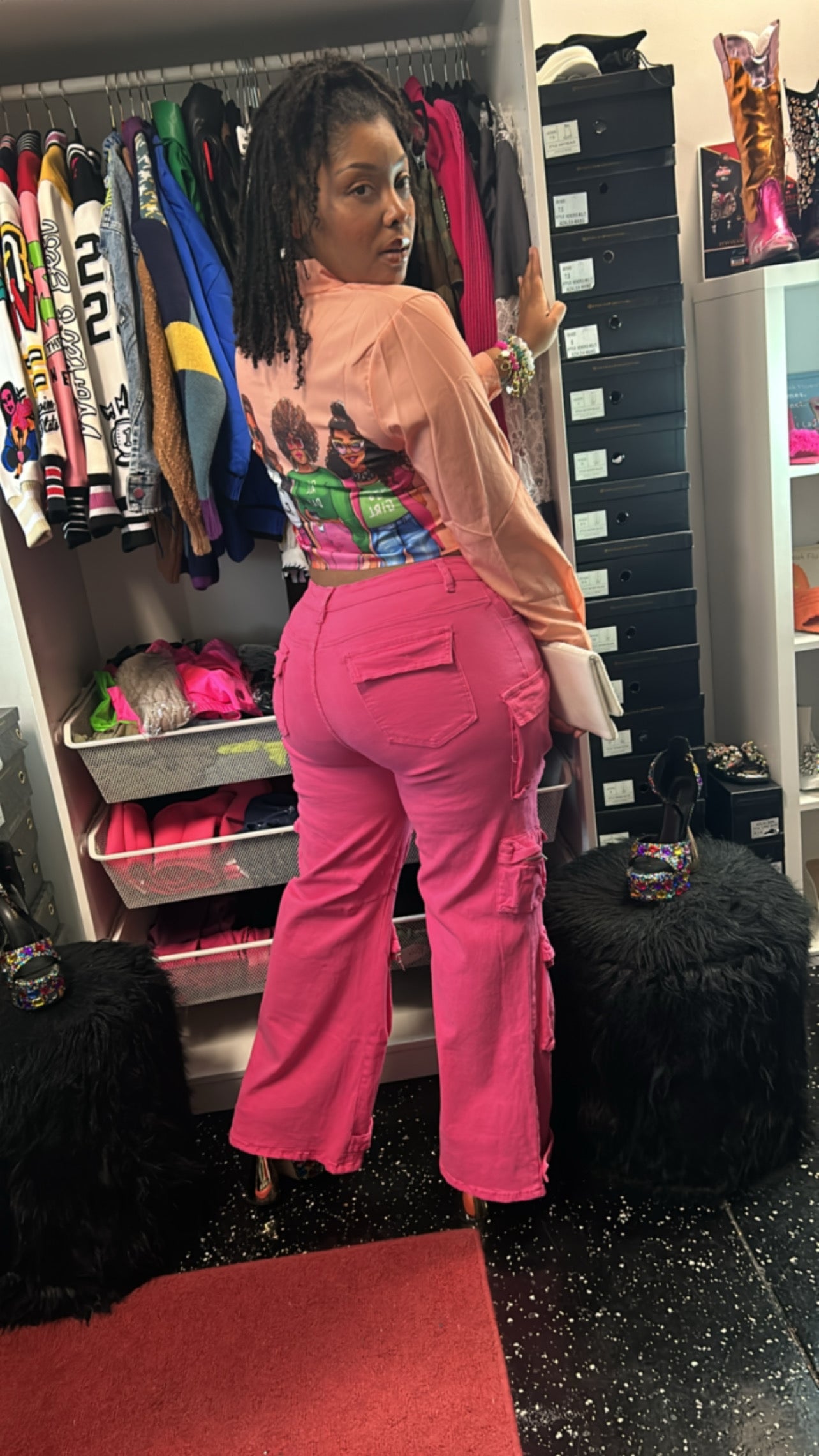Curve It Up Pink Cargo Pants