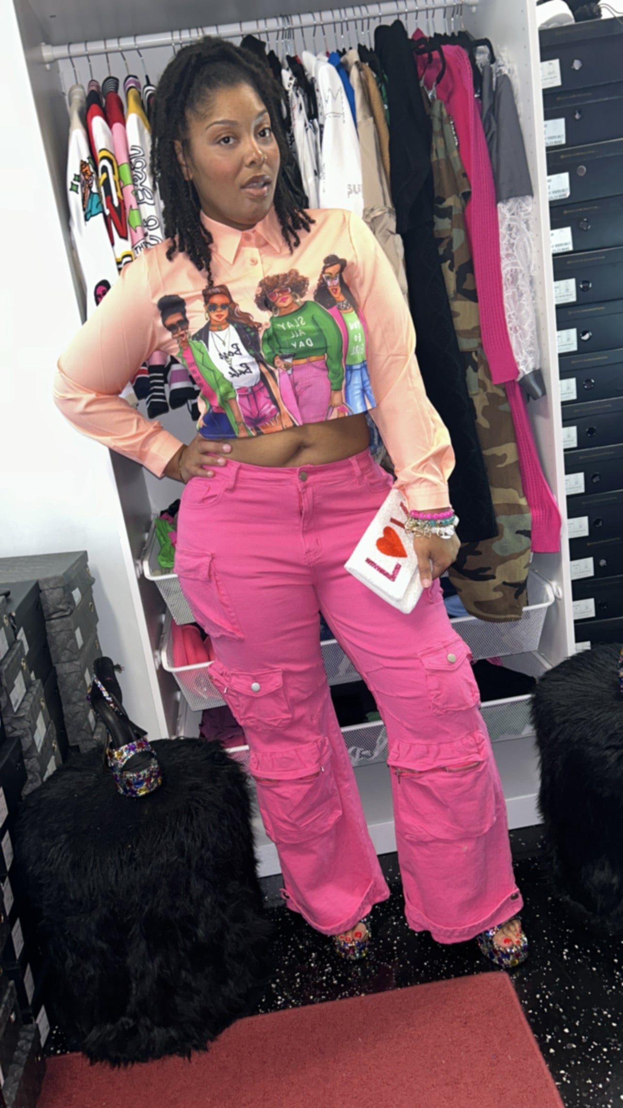 Curve It Up Pink Cargo Pants