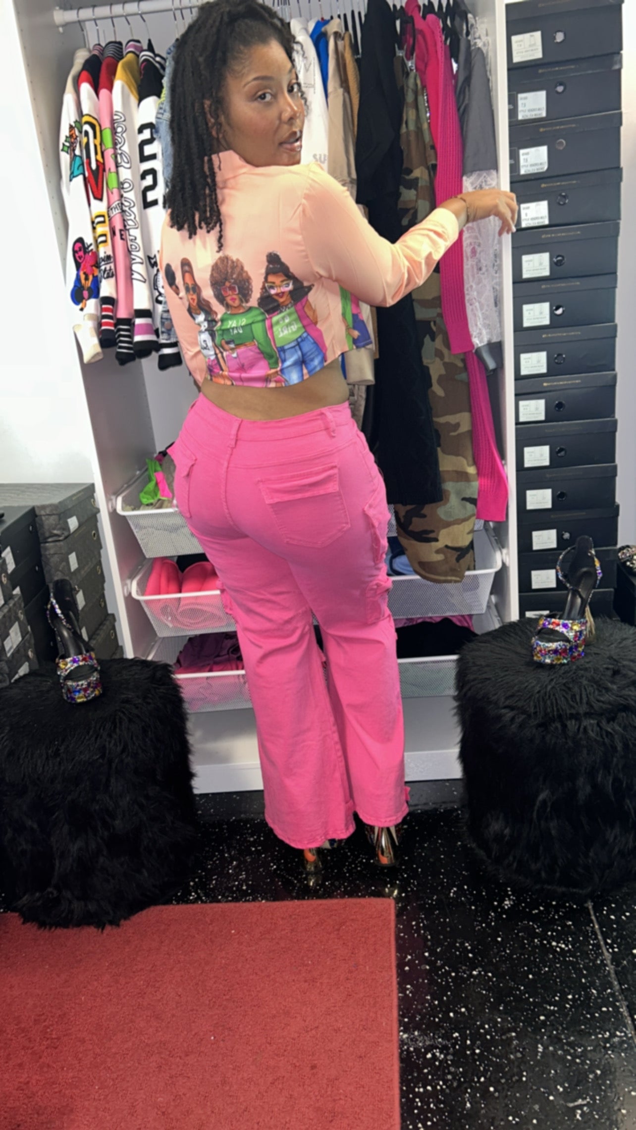 Curve It Up Pink Cargo Pants