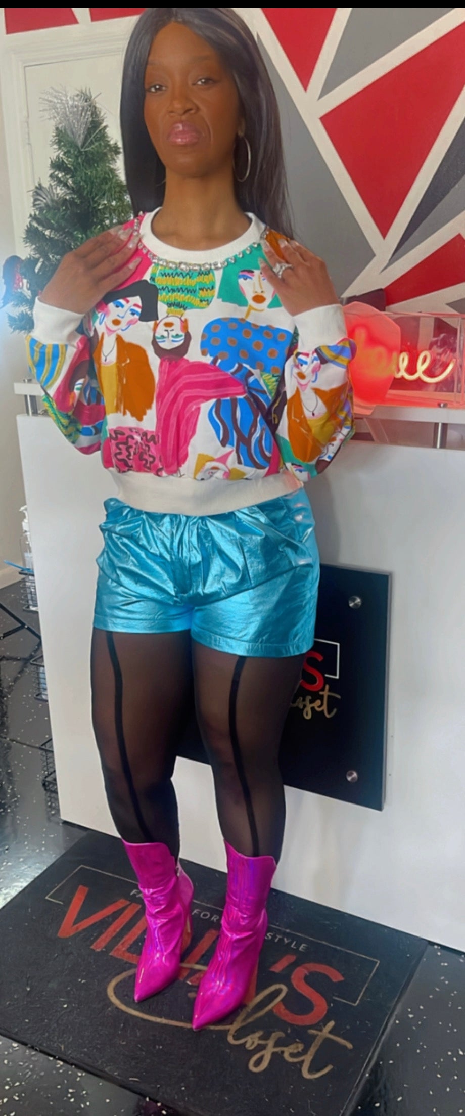 Showstopper Metallic Shorts In Turquoise