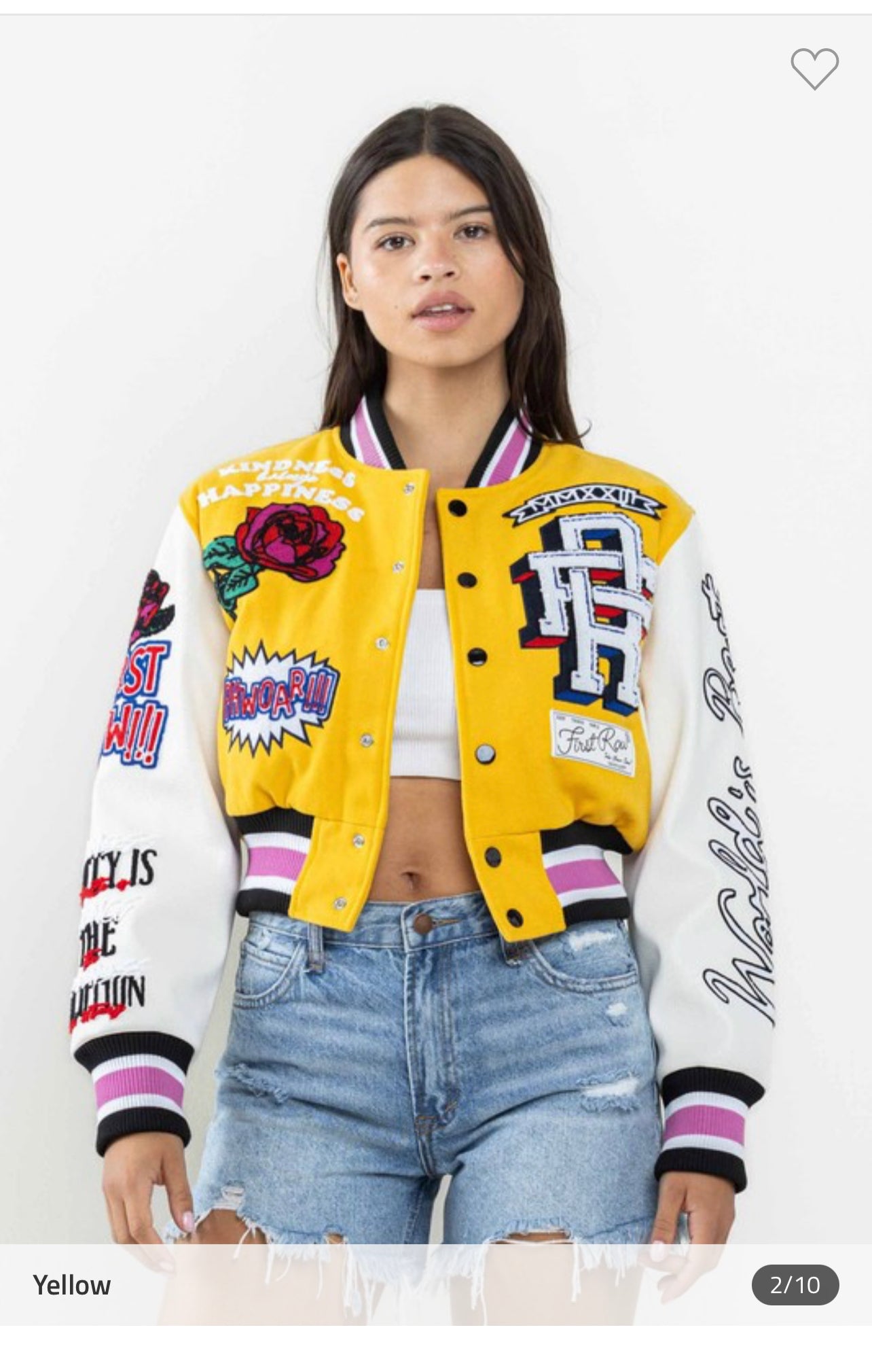 Flower Patch Cropped Varsity Jacket