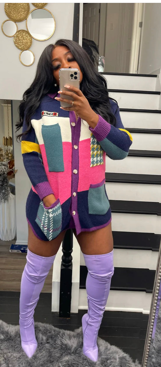 Rich Money Girl Patchwork Sweater