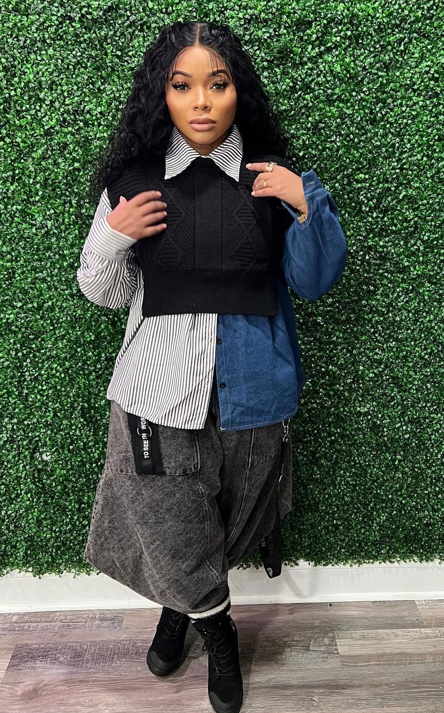 2 Faced Denim Top + Sweater