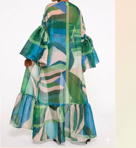 Ivy Abstract Sheer Kaftan/Kimono