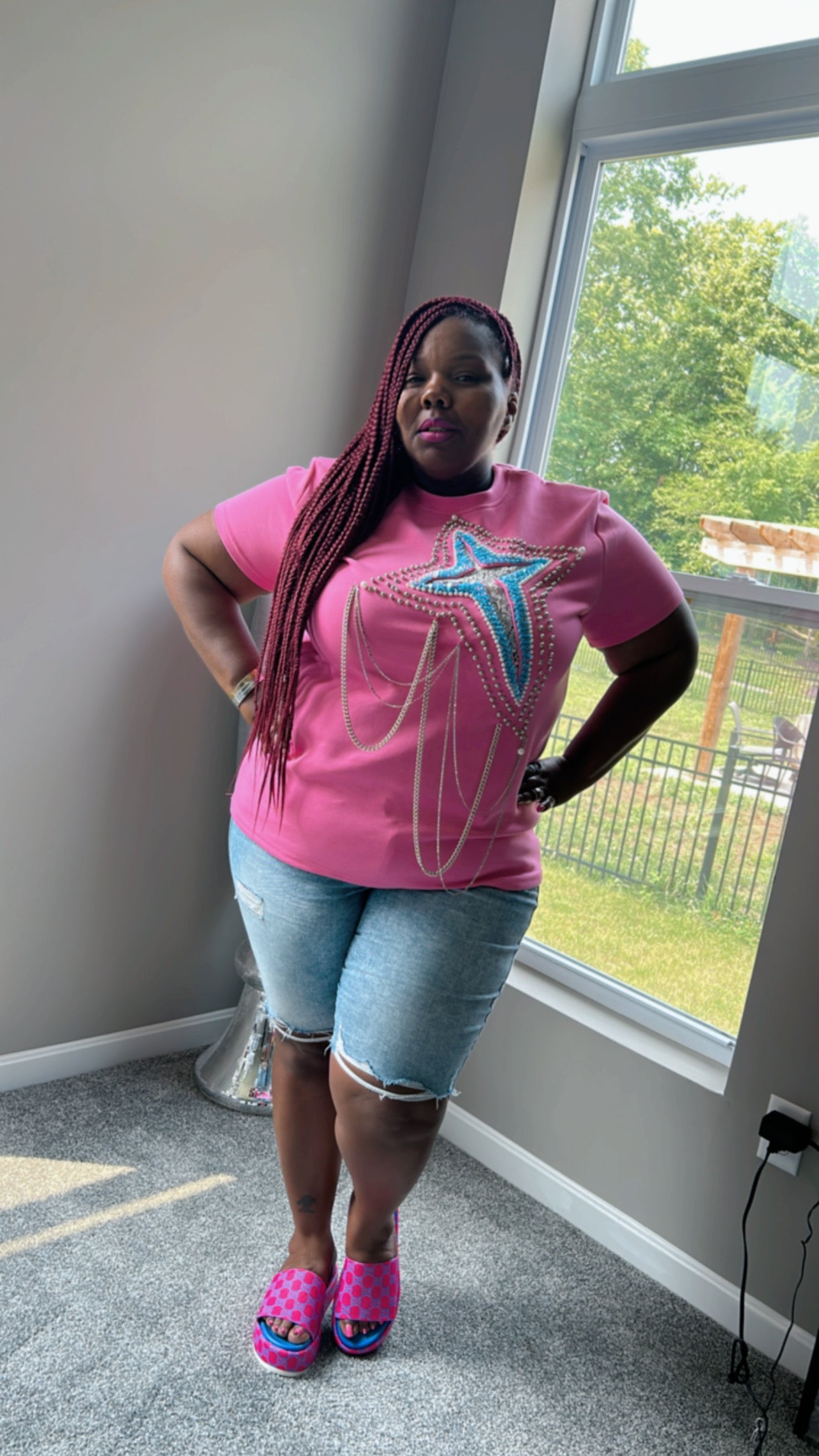 Star Bright Embellished Pink Shirt