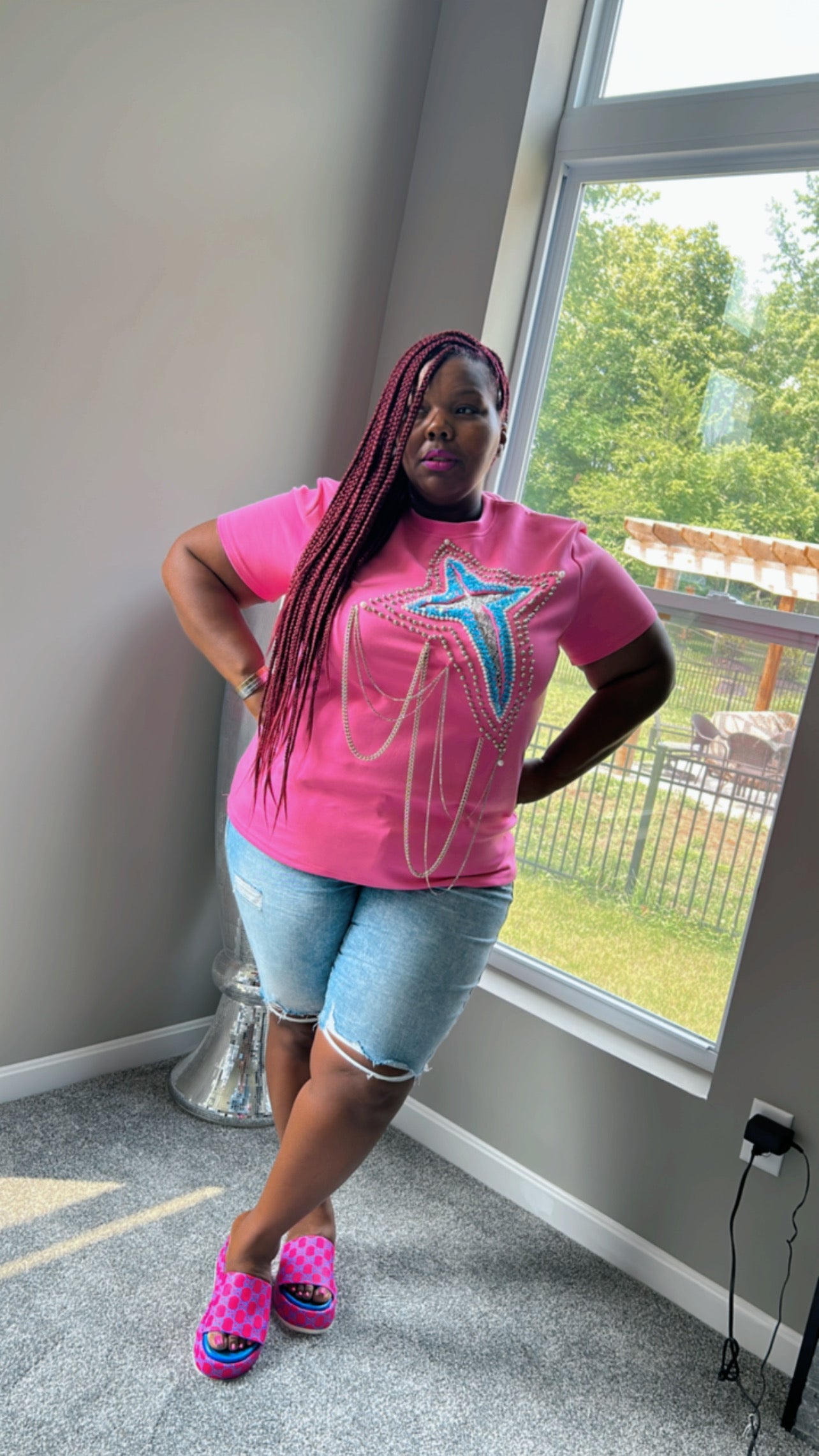 Star Bright Embellished Pink Shirt