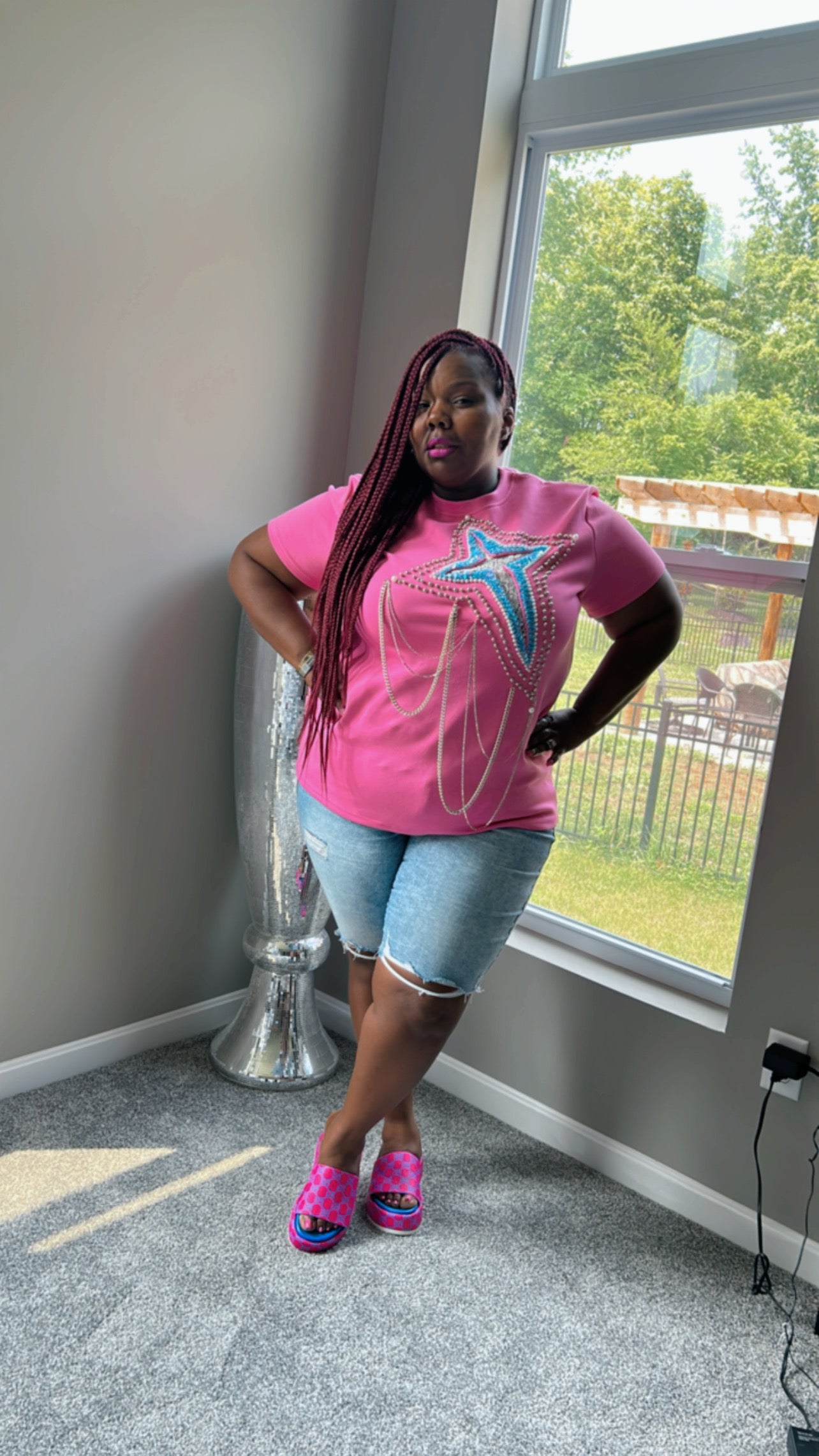Star Bright Embellished Pink Shirt
