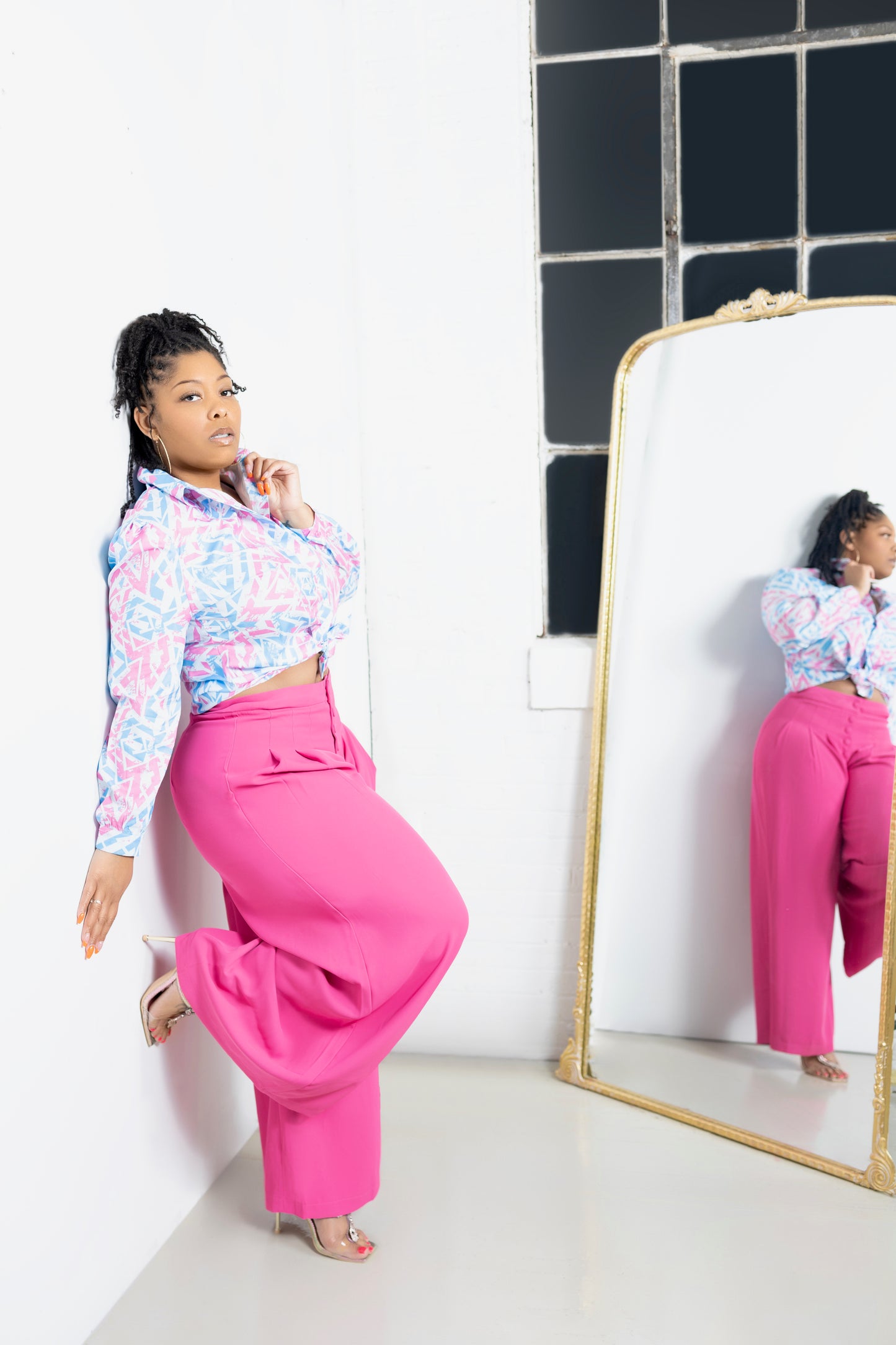 Fuchsia Curve It Up Wide Leg Pants