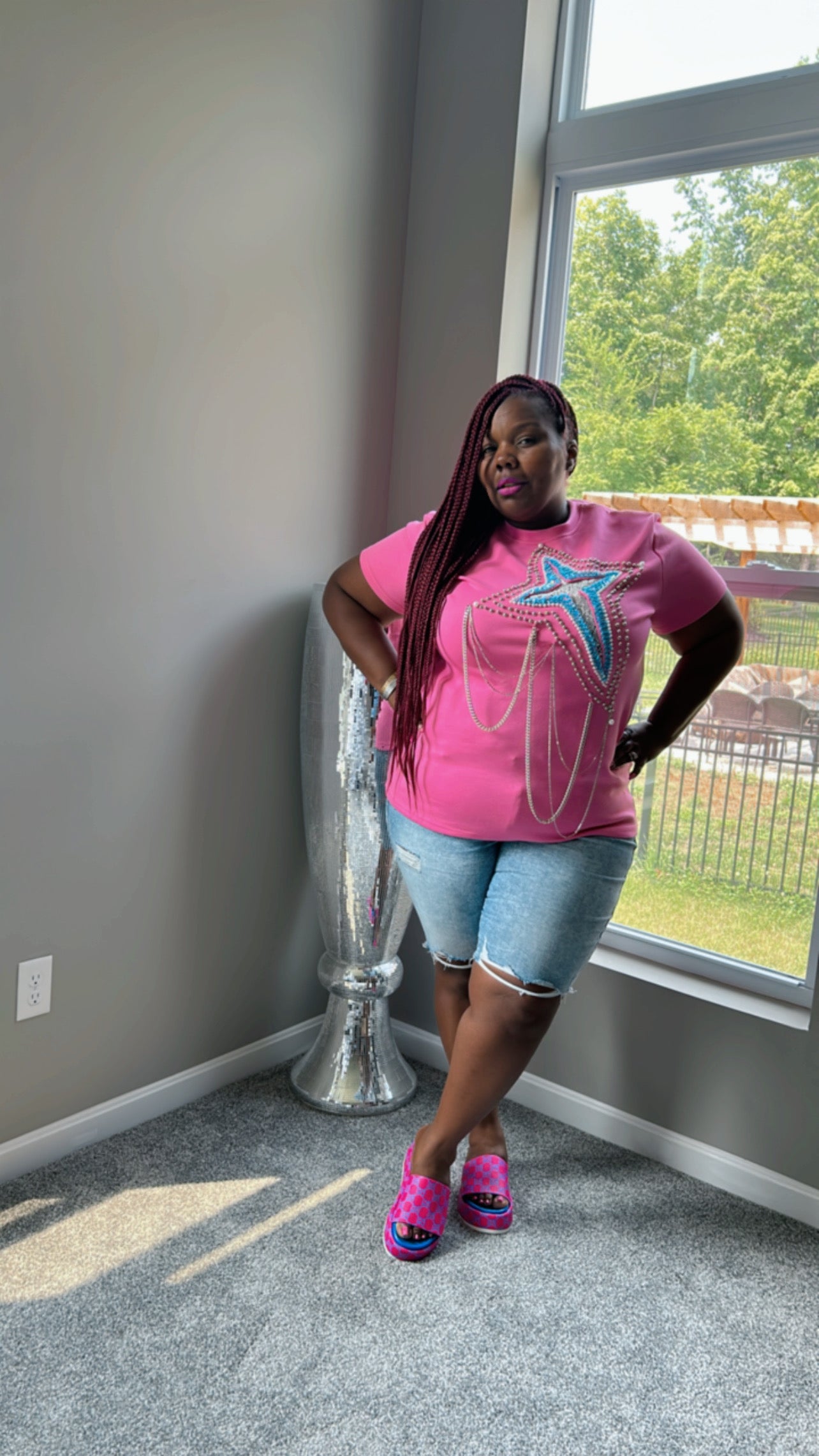Star Bright Embellished Pink Shirt
