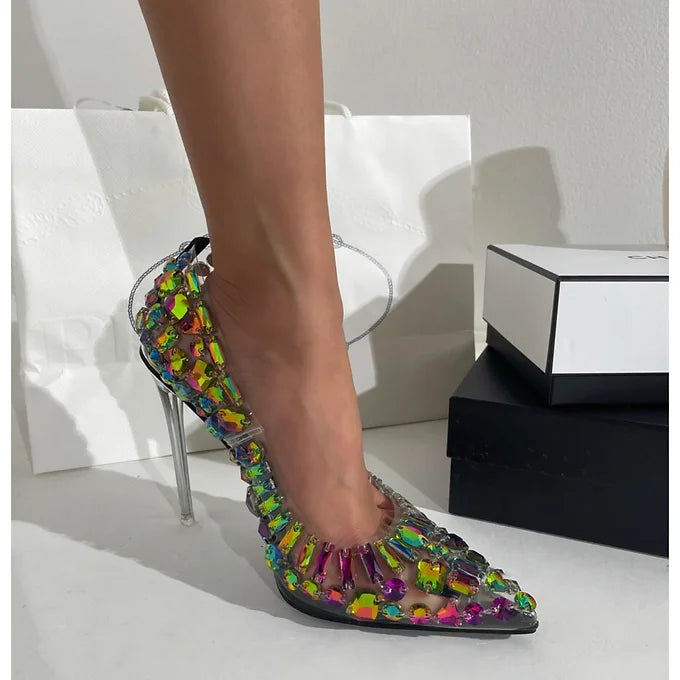 Bonnie- Glass Stiletto Neon Ultra Glam Heel