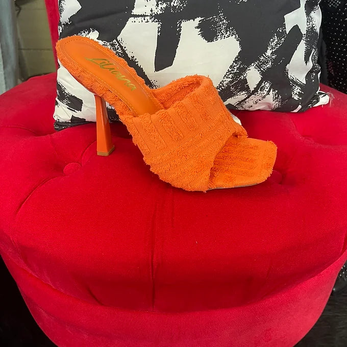 Falling In Love Fabric Colored Slide Stiletto | Oraange