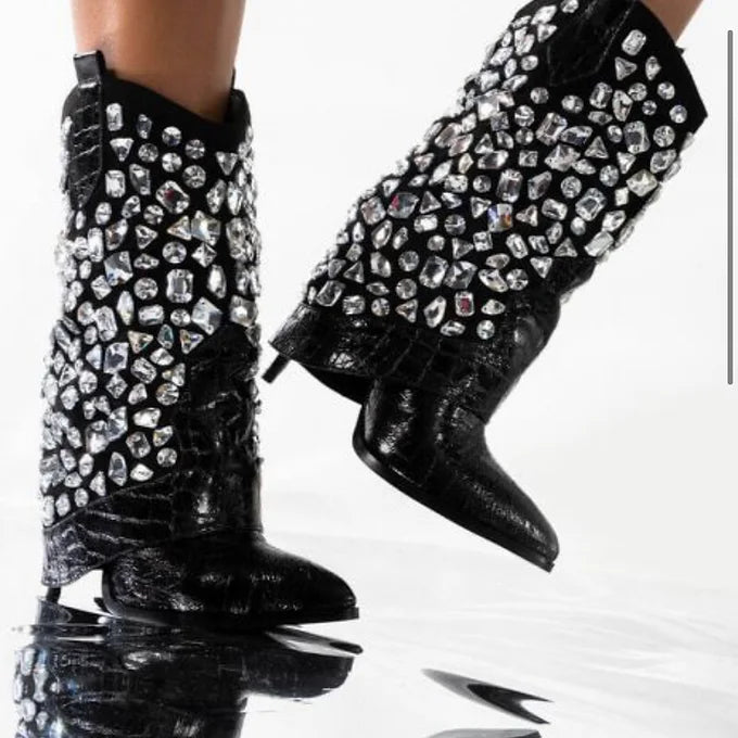 Leblanc Black Rhinestone Boot