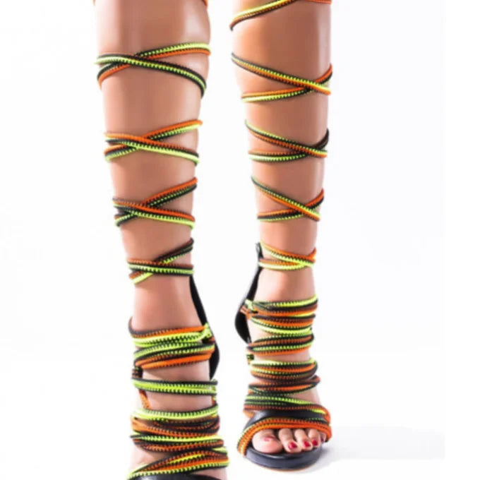 Tangled In Deceit Rope Multi Stiletto Sandal
