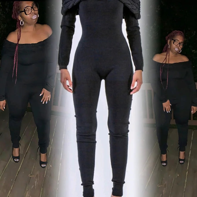Sexy Off The Shoulder Sweater Jumpsuit