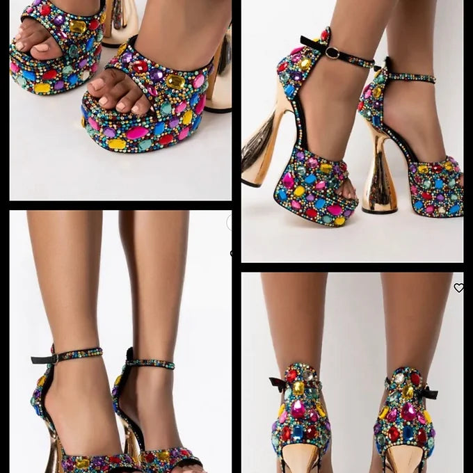 Chunky Bedazzled Sandal | Multi color