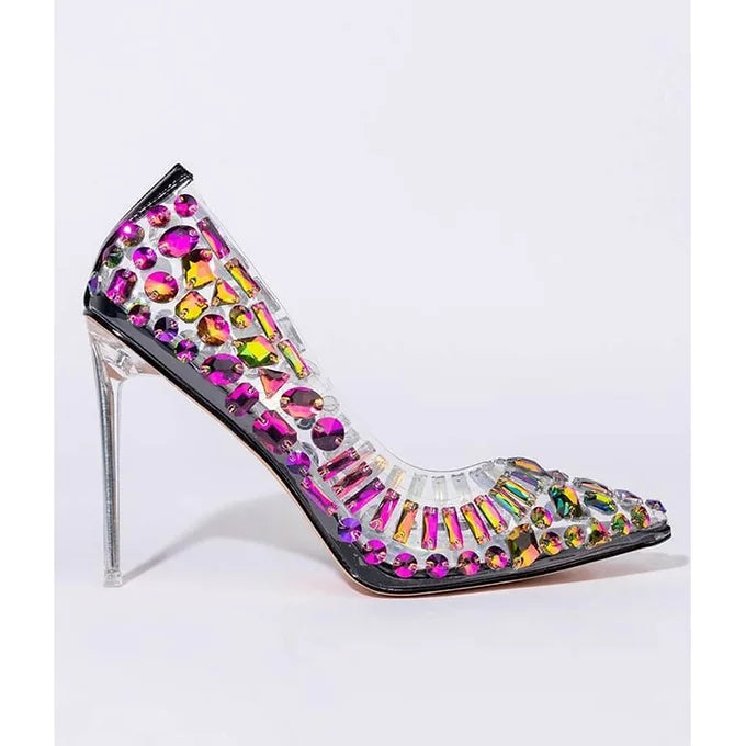 Bonnie- Glass Stiletto Neon Ultra Glam Heel