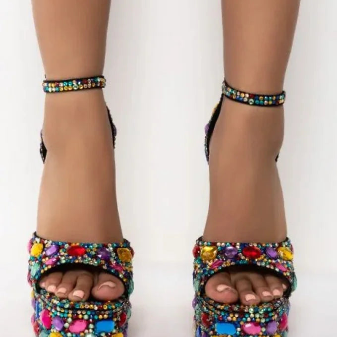 Chunky Bedazzled Sandal | Multi color