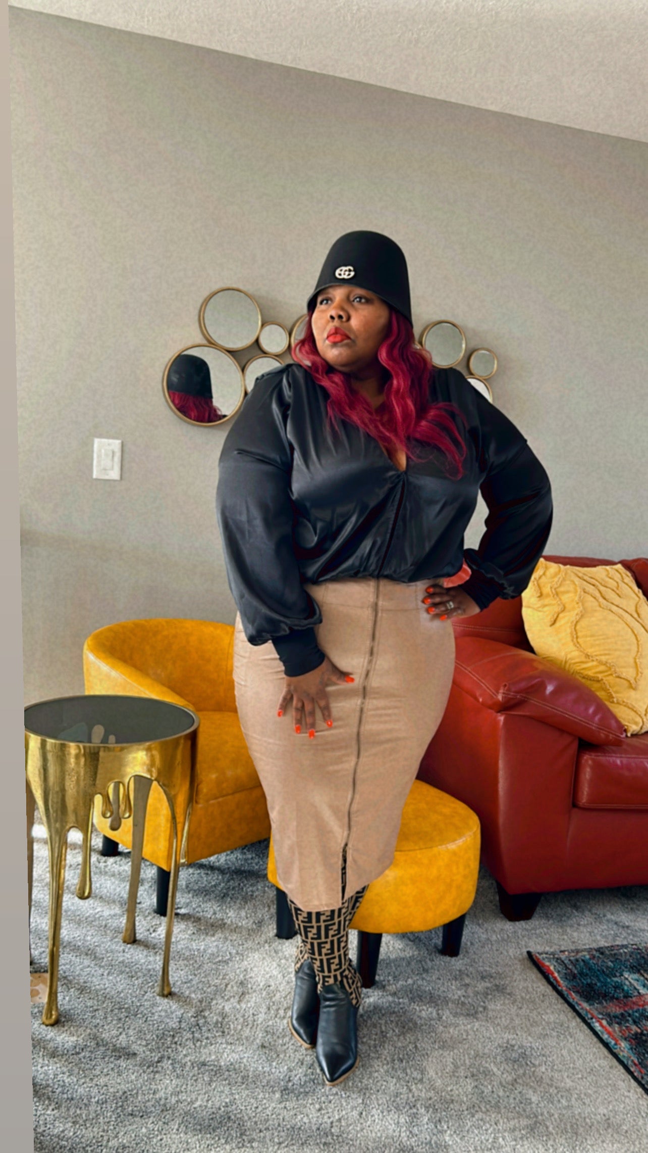 Black Peekaboo Satin Shirt