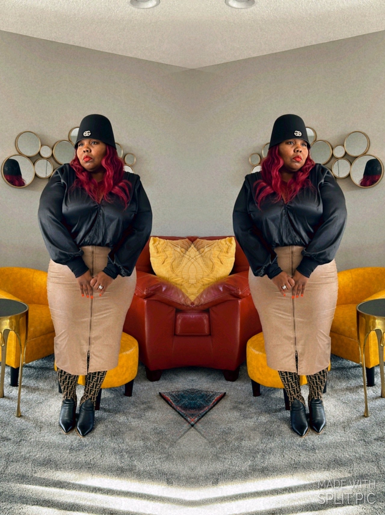 Black Peekaboo Satin Shirt