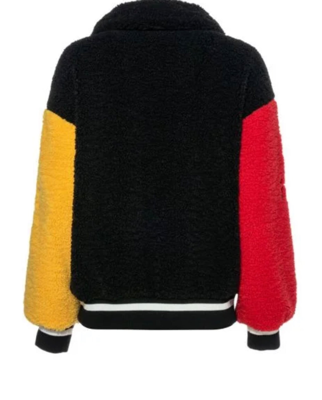 Pick A Vowel Oversized Teddy Varsity Jacket In Multi Color
