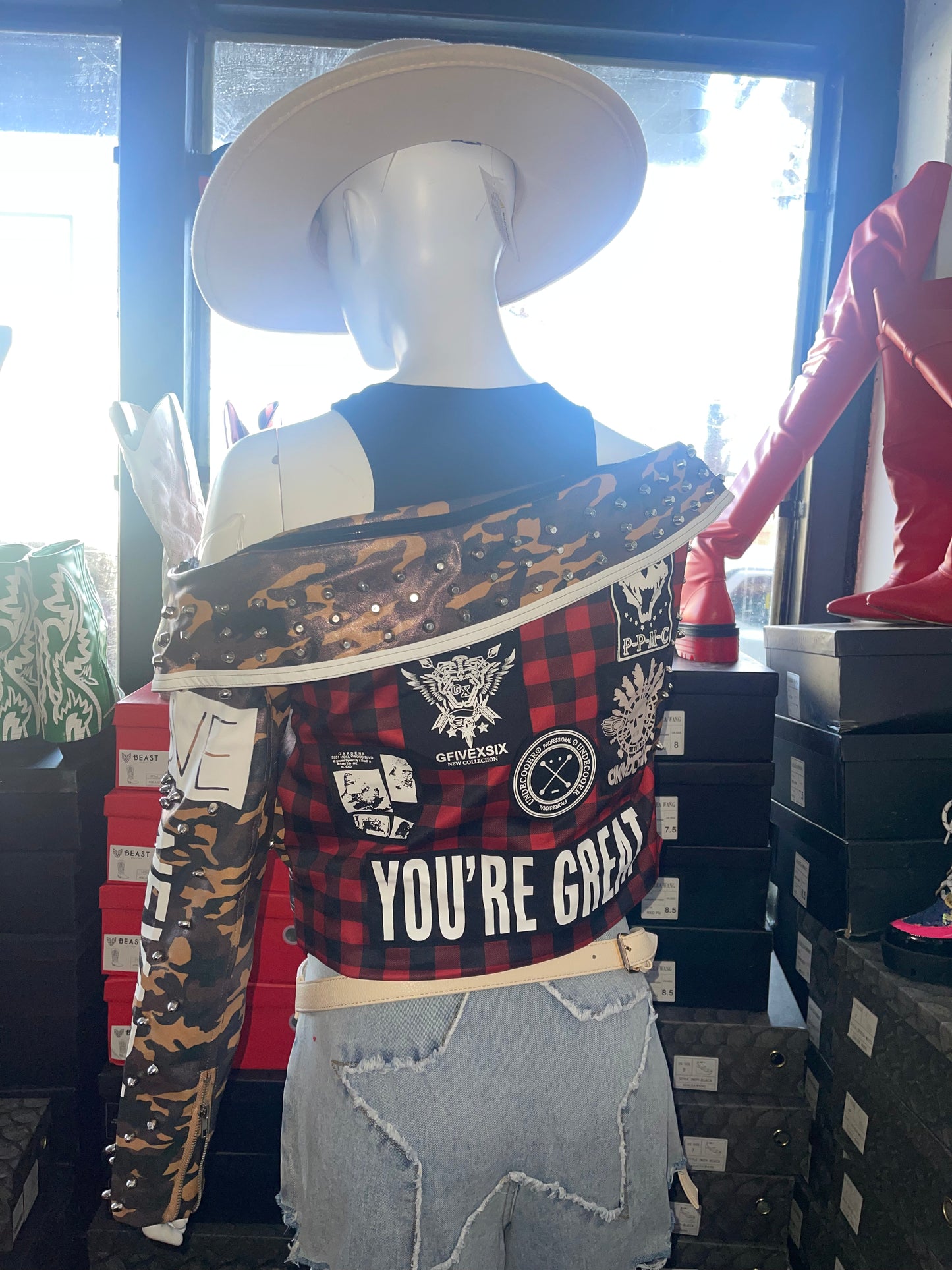 You're Great Leather Camo Jacket