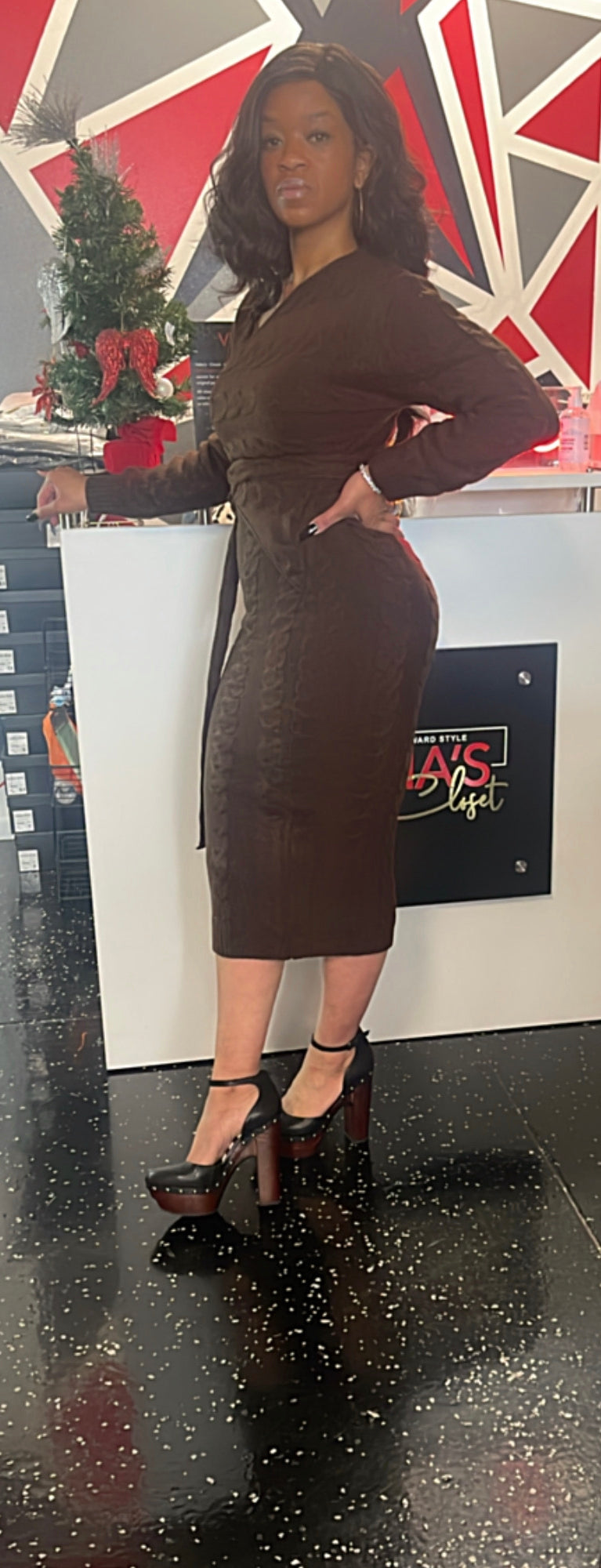 Brown Envy Me Sweater Dress