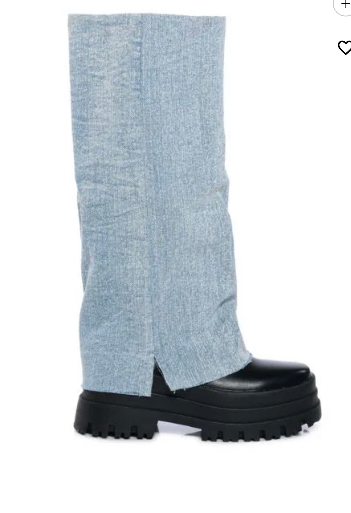 Shuri Fold Over Boot In Denim (pre-order, will arrive April 1st)