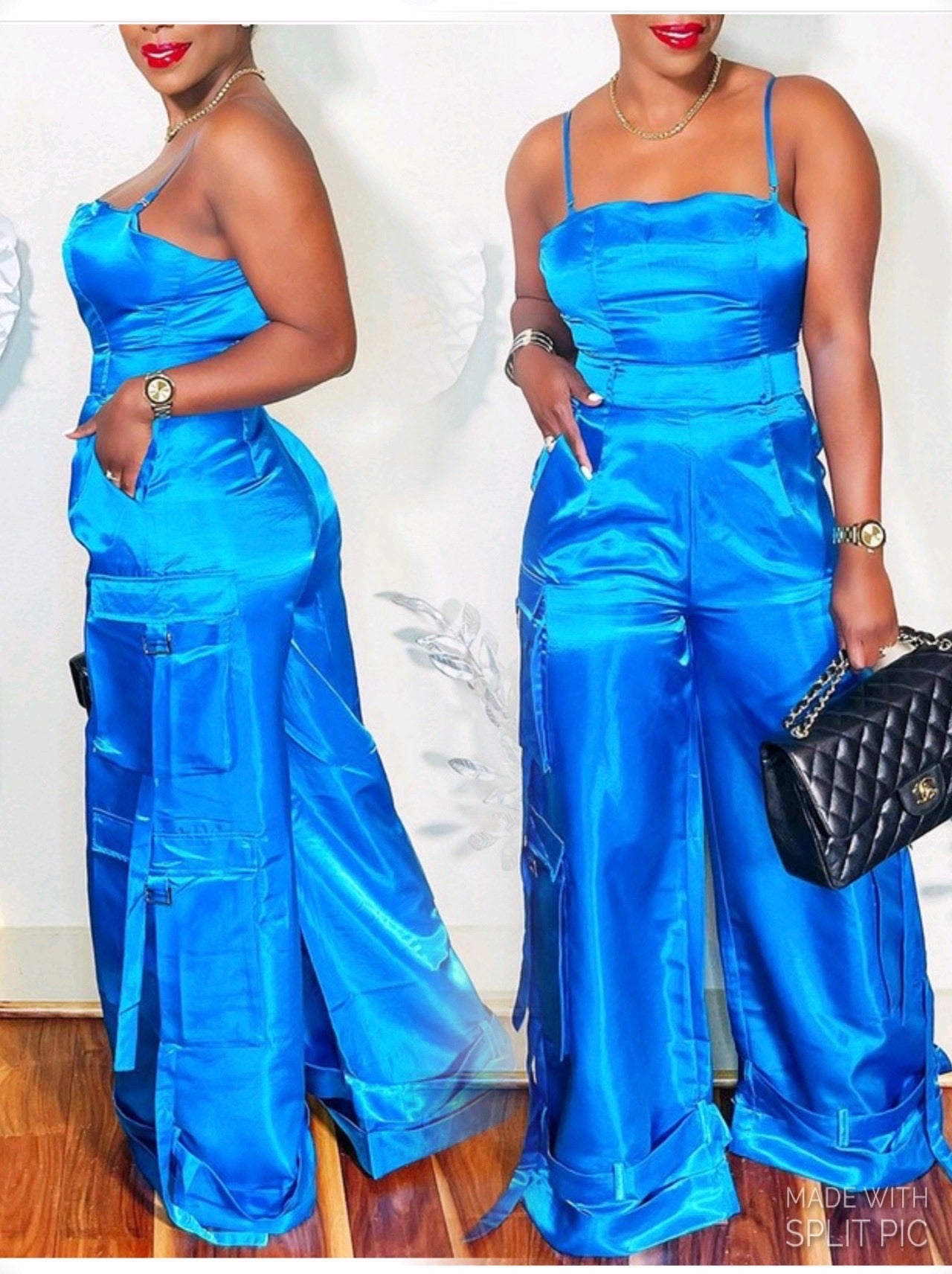 Fly Girl Satin Blue Jumpsuit