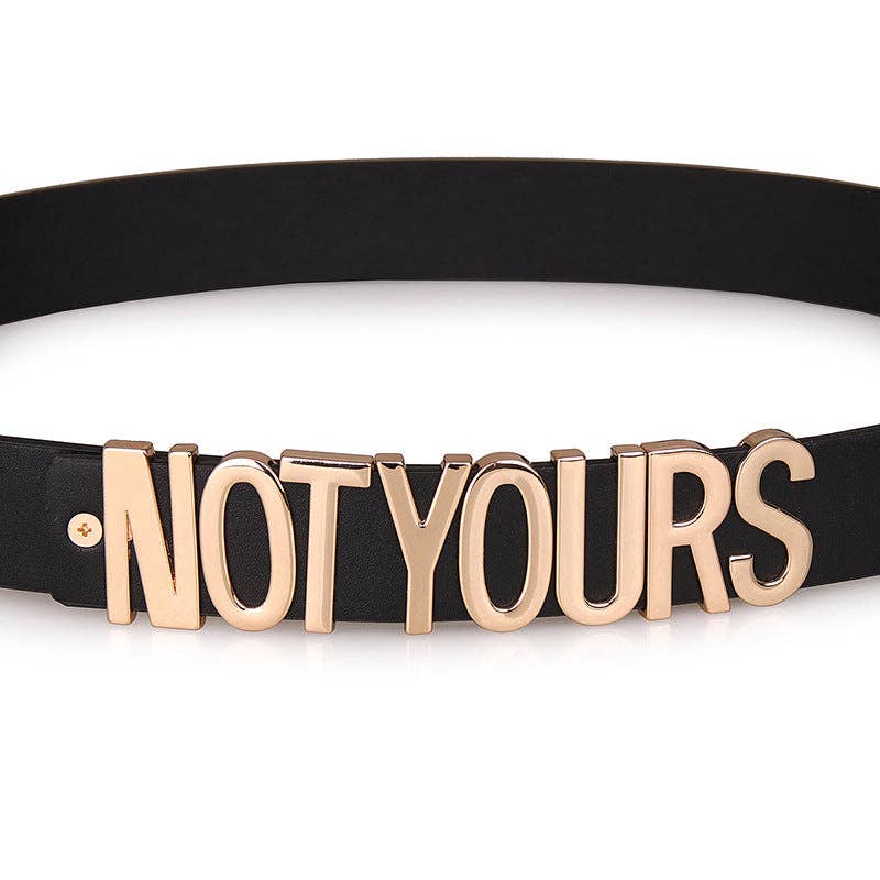Trendy Black Letter Print Women's Belt Stylish Snap Closure Casual Accessories