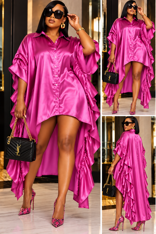 Pink Beauty Batwing Shirt Dress