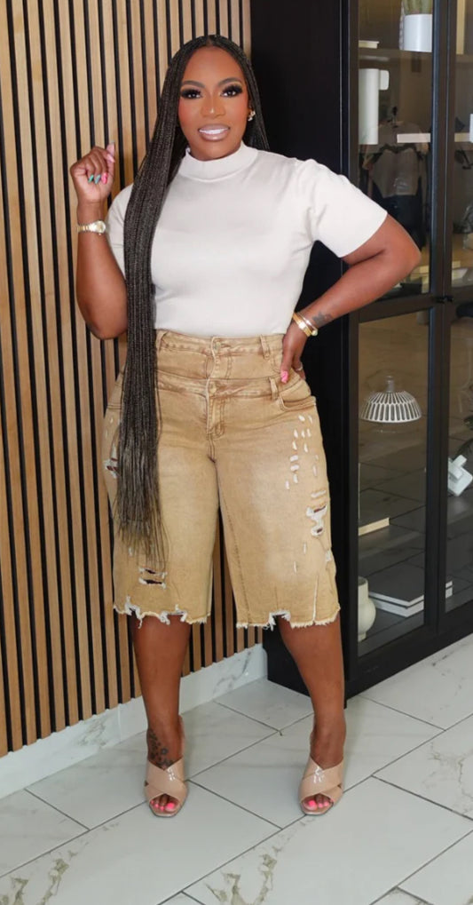 Ripped And Ready Denim (Tan Color)