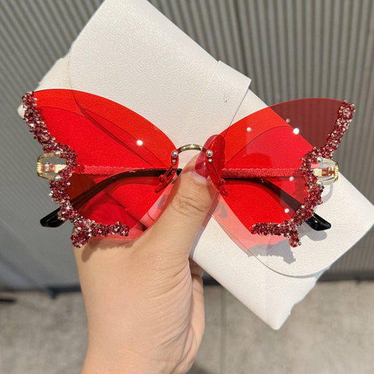 Butterfly Frame Sunglasses with Rhinestones Stylish UV400 Protection