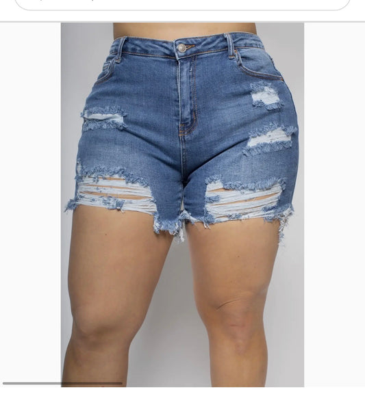 Lachelle Curvy Distress Shorts