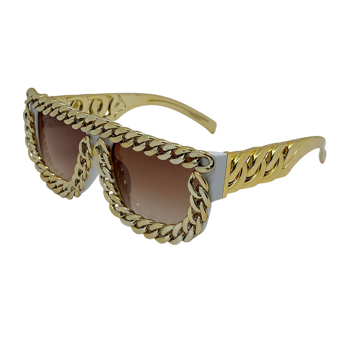Trendy Hip-Hop Square Frame Sunglasses with Chain
