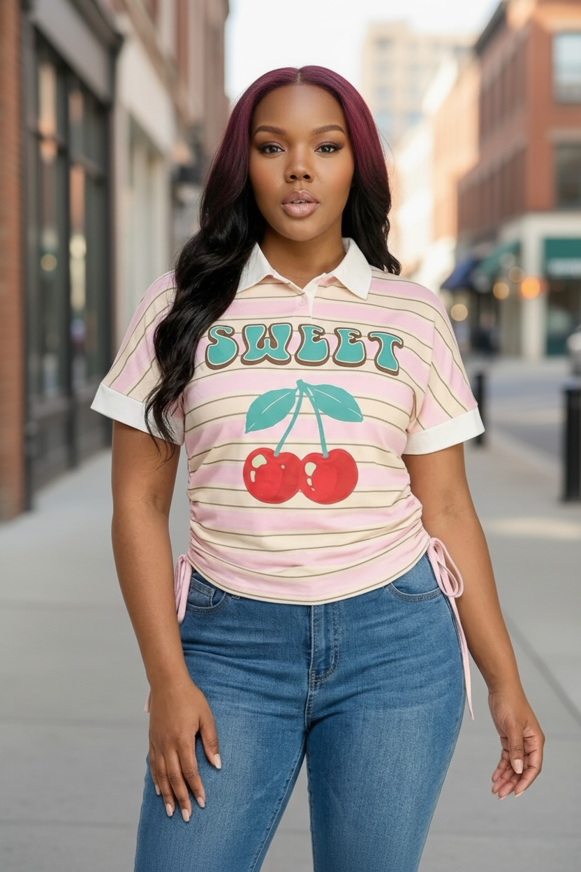 Sweet Girl Cherry On Top Casual Shirt